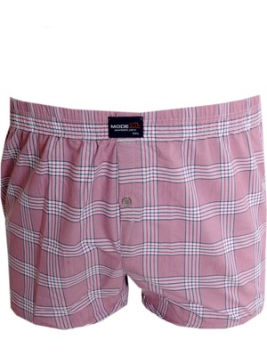ModeXL Mode Xl Büyük Beden Erkek Boxer Desenli Poplin 6348 Siyah-Kırmızı