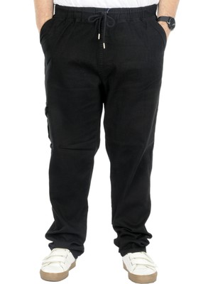 ModeXL  Büyük Beden Erkek Gabardin Kargo Jogger Pantolon Doğa 21928 Siyah