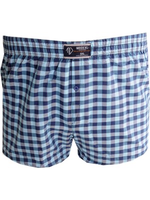 ModeXL Mode Xl Büyük Beden Erkek Boxer Desenli Poplin 6348 Açık Lacivert