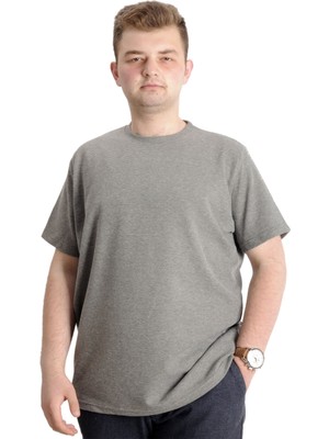 ModeXL Büyük Beden Erkek T-Shirt Haki Renkli Günlük Stil Kısa Kol %97 Pamuk