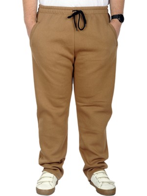 ModeXL Büyük Beden Erkek Eşofman Altı Sütlü Kahve Polar Malzeme ile Rahat Kullanım 4XL