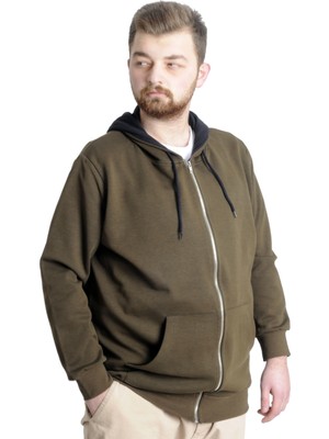 ModeXL  Erkek Hırka Kapson Fermuarlı Steel Interlock 21600 Haki
