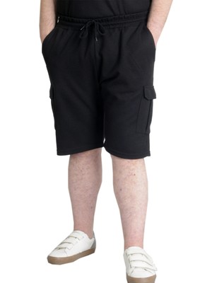 ModeXL  Büyük Beden Erkek Şort Kargo Cep Waffle 23500 Siyah