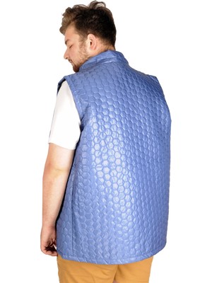 ModeXL  Büyük Beden Erkek Yelek Basic Hexagon 21601 Indigo