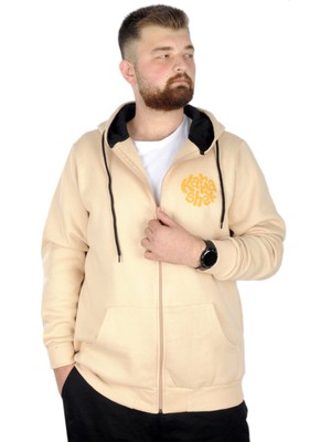 ModeXL  Erkek Sweat Kapşonlu Fermuarlı Karmashek 22538 Bej