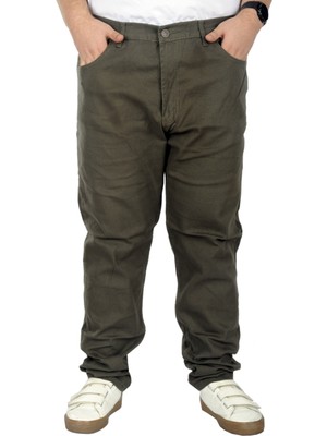ModeXL Büyük Beden Erkek Gabardin Pantolon 5 Cep Doğa Classic Desenli Haki Konforlu Kesim 22920
