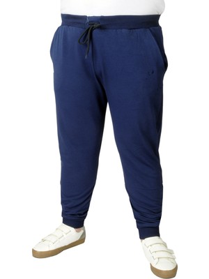 ModeXL 20507 Indigo Renkli Büyük Beden Erkek Eşofman Altı Darpaça Esnek Kumaş ile Konforlu Kullanım