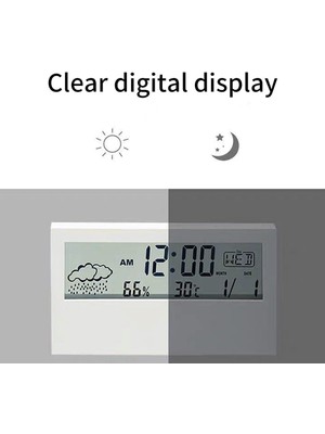 Fybang Iç Mekan Dijital Saat Termometre Çalar Saat LCD Haftanın Günü Okunması Kolay Takvim Hatırlatmalar Ev Için Hava Durumu Izleme (Yurt Dışından)