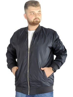 ModeXL Lacivert Fermuarlı Jesica Erkek Kolej Mont 2022 Sonbahar-Kış İnce Kumaş