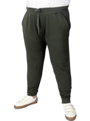 ModeXL Haki Renkli Büyük Beden Erkek Eşofman Altı Darpaça 20507 Esnek Kumaş Özelliği ile Mevsimlik