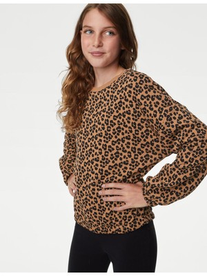 Marks & Spencer Leopar Desenli Yuvarlak Yaka Sweatshirt