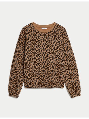 Marks & Spencer Leopar Desenli Yuvarlak Yaka Sweatshirt