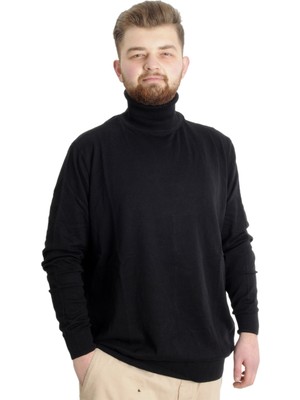 ModeXL  Büyük Beden Erkek Kazak Balıkçı Yaka 22205 Siyah