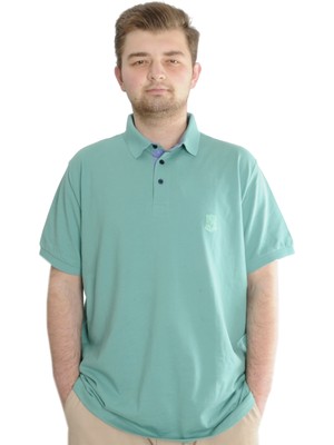 ModeXL Mode Xl Battal Beden Erkek Tshirt Polo Yaka Nakışlı Klasik Pike 20553 Çağla Yeşili