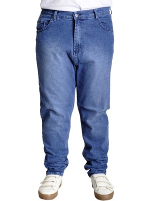 ModeXL  Büyük Beden Pantolon Kot Klasik Pure Star 23907 Açık Mavi