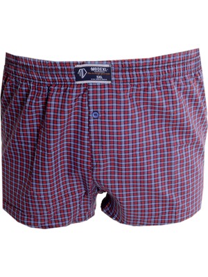 ModeXL Mode Xl Büyük Beden Erkek Boxer Desenli Poplin 6348 Bordo