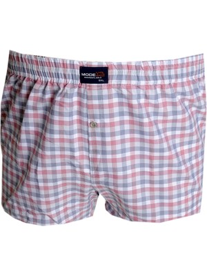 ModeXL Mode Xl Büyük Beden Erkek Boxer Desenli Poplin 6348 Ekru