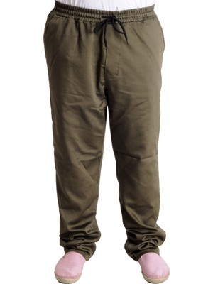 ModeXL Erkek Keten Jogger Pantolon Haki Desenli 23913 Sezonsuz Rahat Kullanım