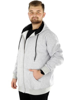 ModeXL  Büyük Beden Erkek Sweatshirt Zippered Recycle B20533 Grimelanj