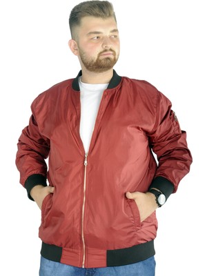 ModeXL Mode XL Büyük Beden Erkek Kolej Mont Fermuarlı Jesica 22612 Bordo
