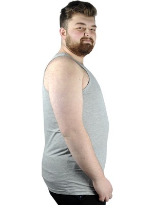 ModeXL  Büyük Beden Erkek Atlet Bisiklet Yaka 6340 Gri Melanj