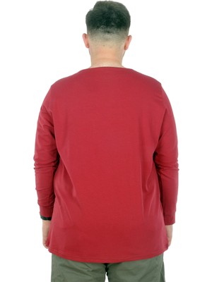 ModeXL  Büyük Beden T-Shirt Bisiklet Yaka Godfather 22200 Bordo