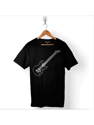 Kendim Seçtim Gitar Çizim Design Guitar Saz Rock Caz Müzik Nota Baskılı Tişört  T-Shirt