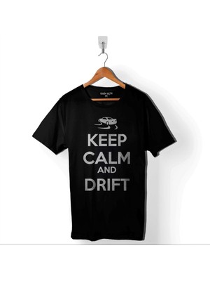 Kendim Seçtim Keep Calm And Drift Auto Race Araba Yarışı Baskılı Tişört  T-Shirt