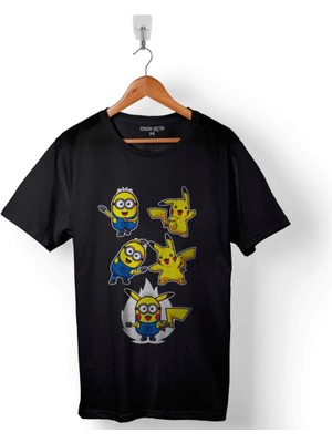 Kendim Seçtim Pokemon Mınions Pıkaminion Fusion Baskılı Tişört  T-Shirt