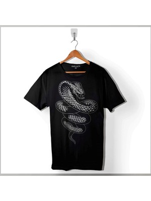 Kendim Seçtim Kral Kara Kobra Yılan King Black Snake Cobra Baskılı Tişört Unisex T-Shirt
