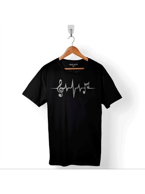 Kendim Seçtim I Love Music Sol Anahtarı Kalp Ritmi Ritim Müzik Baskılı Tişört  T-Shirt
