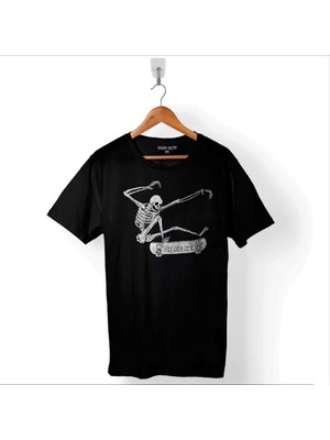 Kendim Seçtim Skateboarding Skeleton  Skull Kuru Kafa Baskılı Tişört Unisex T-Shirt