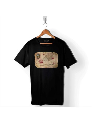 Kendim Seçtim Pîrî Piri Reis Eski Dünya Haritası Kitab-I Bahriye Baskılı Tişört Unisex T-Shirt