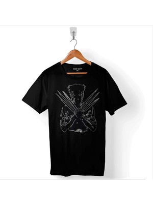 Kendim Seçtim The Wolverine Hugh Jackman Logo Marvel Baskılı Tişört Unisex T-Shirt
