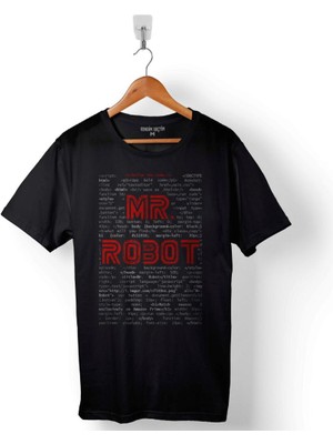 Kendim Seçtim Mr. Mr Robot Who Is Fsocıety Code Ben Robot Baskılı Tişört Unisex T-Shirt