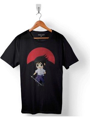 Kendim Seçtim Naruto Sasuke Chibi Uchiha Shippuden Baskılı Tişört Unisex T-Shirt