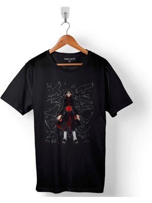 Kendim Seçtim Naruto Nanatsu Itachi Crow Karga Baskılı Tişört Unisex T-Shirt