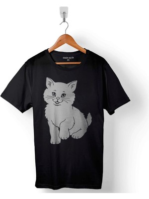 Kendim Seçtim Sevimli Gülen Kedi Smile Cat Baskılı Tişört Unisex T-Shirt