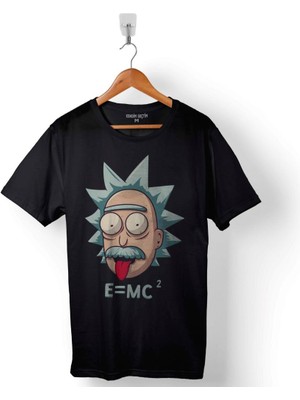 Kendim Seçtim Albert Einstein Rick And Morty Beyaz E=mc2 Işık Hızı Baskılı Tişört  T-Shirt