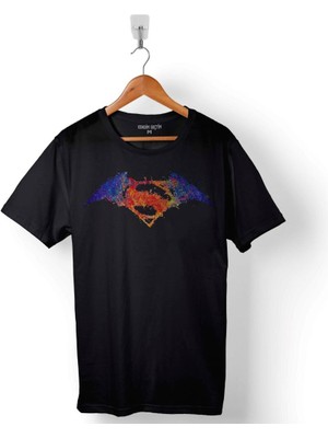 Kendim Seçtim Batman V Vs Superman Watercolor Logo Baskılı Tişört Unisex T-Shirt