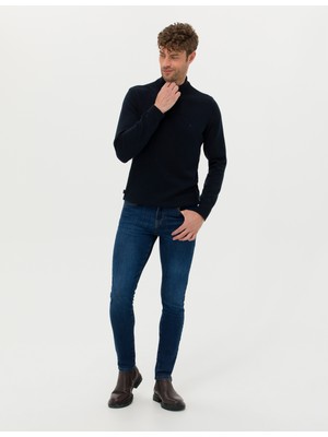 Pierre Cardin Erkek Lacivert Slim Fit Yarım Balıkçı Yaka Basic Triko Kazak 50276161-VR033