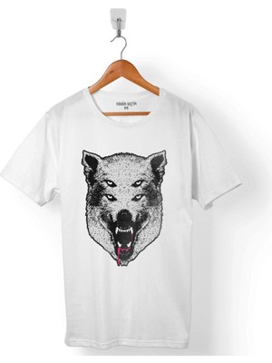 Kendim Seçtim Kurt Kafa Göz Yanılması Wolf Head Erkek Tişört