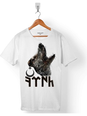 Kendim Seçtim Tsk Göktürkçe Eski Türk Bozkurt Wolf Kurt Hilal Erkek Tişört