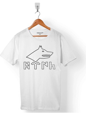 Kendim Seçtim Göktürkçe Türk Bozkurt Logosu Erkek Tişört