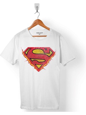Kendim Seçtim Superman Flame Alev Logo Super Man Erkek Tişört