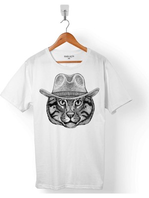 Kendim Seçtim Kovboy Cat Kedi Foter Fotr Wıld Silüet Tasarım Erkek Tişört