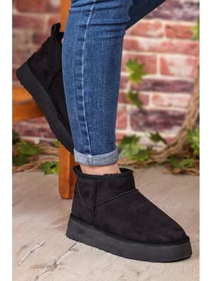Pierre Cardin Kadın Kısa İçi Peluş Süet Siyah Yüksek Taban Günlük Bot 52709