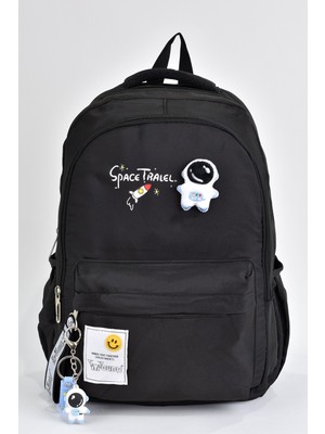 Elatae Unisex Çok Gözlü Günlük Seyahat Okul Sırt Çantası Siyah 51497