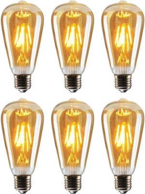 Edison Rustik LED Ampul Amber E27 Duy Armut Tipi ST64 Dekoratif - Toptan Koli -50 Adettir