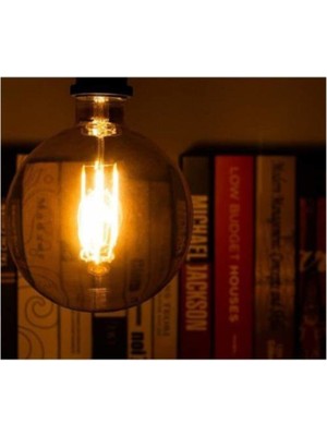 Edison Rustik LED Ampül E27 Duy G95 Glop Model 4W Bal Cam Sarı Işık Tasarruflu Dekoratif Ampul